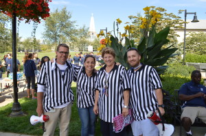 ALL SMILES: Form Deans Michael Letts, Holly Johnston, Cheryl McLauchlan, and Sam Willis pose on the green before Aurora Vesper Day festivities. 