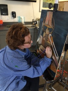 STILL LIFE: Nellie Konopka ‘16 works on a still life painting, requiring focus, patience, and attention to detail. Photo Courtesy of David Sigel.