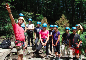 ROCK CLIMBING: Class of 2018 members prepare to climb on their freshman Outward Bound Photo courtesy of NC Outward Bound