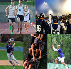 SPRING SUCCESS: Boys athletes in baseball, crew, track, lacrosse and tennis are ready to go this spring season.  Photos courtesy of Nick Peyton ‘19, Aantorik Ganguly ‘19, Jack O’Reilly ‘19, Elias Lindgren ‘18, @EABoyslacrosse Twitter  