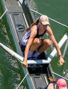 STOTESBURY: Konopka '18  rows on the Varsity Quad boat at the Stotesbury Cup Regatta in 2017.      Photo courtesy of Josie Konopka '18