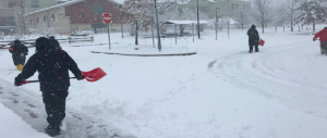 S(NO)W DAYS OFF: EA grounds crew hard at work to clear snow from walkways and roads.  Photos Courtesy of EA Twitter